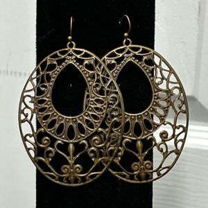 Antique Bronze filagree earrings